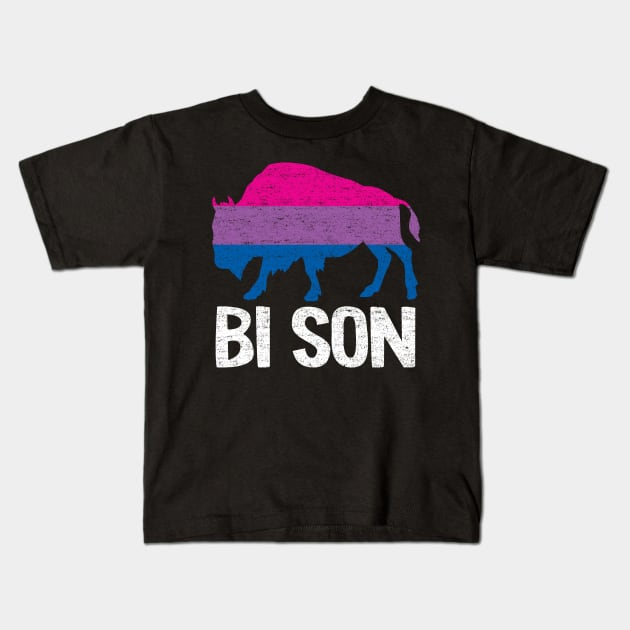 Bi Son LGBBT Flag Bisexual Bison Funny Bi Pride Kids T-Shirt by Kuehni